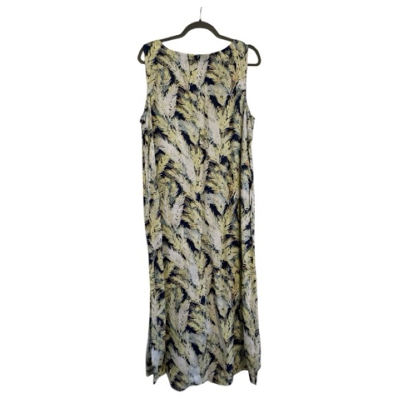 J. Jill Love Linen Tropical Palm Leaf Print Midi Sun Dress Size L - Picture 4 of 8